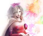  bad_id bad_pixiv_id blonde_hair blue_eyes bow cape crystal dissidia_final_fantasy final_fantasy final_fantasy_vi hair_bow highres pink_bow realistic solo tina_branford xilla 