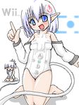  artist_request blue_eyes blue_hair leotard lowres pointy_ears smile white wii wire 