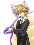  animal_ears bad_id bad_pixiv_id bow bowtie butler costume female_butler formal gloves no_hat no_headwear sakura_(doors) short_hair solo touhou yakumo_ran 