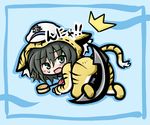  anchor animal_costume animal_ears animal_print black_hair chibi costume green_eyes hat hishaku murasa_minamitsu sailor_hat short_hair solo tail tiger tiger_costume tiger_print touhou yanagi_(nurikoboshi) 