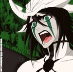  arrancar black_hair bleach colored espada facial_mark green_eyes hair_between_eyes highres hollow kubo_taito official_art open_mouth release_form resurreccion shouting skull slit_pupils stiky_finkaz ulquiorra_cifer ulquiorra_schiffer white_skin 