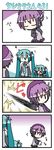  &gt;_&lt; 4koma bowing bug butler chibi chibi_miku closed_eyes comic directional_arrow error fly handkerchief hatsune_miku insect minami_(colorful_palette) multiple_girls silent_comic sweat twintails utane_uta utau vocaloid |_| 