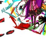  abstract bakemonogatari long_hair lowres monogatari_(series) necktie purple_hair school_uniform senjougahara_hitagi shadow shichi_kagi skirt solo thighhighs 