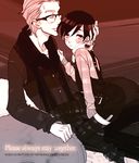  androgynous baccano! blush czeslaw_meyer glasses heart kumonosuke leaning_forward maiza_avaro male_focus multiple_boys otoko_no_ko scarf short_hair sitting sitting_on_lap sitting_on_person 