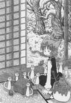  animal_ears board_game cat cat_ears chen cover cover_page greyscale hat monochrome nib_pen_(medium) shougi shouji sliding_doors snow solo tail teapot too_many too_many_cats touhou traditional_media winter yotsuboshi-imai 