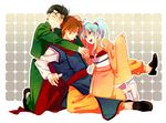  2boys asari_(646464) black_hair botan_(yuu_yuu_hakusho) brown_hair japanese_clothes kimono koenma long_hair multiple_boys ponytail school_uniform urameshi_yuusuke yuu_yuu_hakusho 