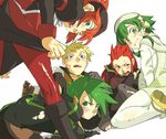  androgynous asch bad_id bad_pixiv_id blonde_hair blue_eyes blush choker crossdressing gloves green_choker green_eyes green_hair guy_cecil hair_tubes ion luke_fon_fabre maid male_focus multiple_boys open_mouth red_hair short_hair_with_long_locks sidelocks surcoat sync tales_of_(series) tales_of_the_abyss torn_clothes yoneyaman 