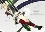  bad_id bad_pixiv_id blonde_hair bow finger_gun from_below gloves green_eyes legs long_hair looking_down natuwaya open_mouth original single_thighhigh skirt solo thighhighs very_long_hair 