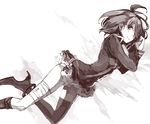  bad_id bad_pixiv_id brown d.gray-man gou_(tomero) lenalee_lee monochrome short_hair skirt solo thighhighs uniform 