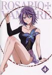  artist_request blue_eyes candy cover dvd_cover food gymnast_leotard gymnastics half-soles hoop legs leotard lollipop official_art pinky_out plantar_flexion purple_hair rhythmic_gymnastics rosario+vampire shirayuki_mizore short_hair solo 