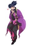  black_hair green_eyes heart krr_(meteor) male_focus ponytail raven_(tales) smile solo tales_of_(series) tales_of_vesperia white_background 