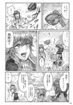  anchor_symbol bowl chihiro_(kemonomichi) comic doujinshi greyscale happy highres hijiri_byakuren long_hair monochrome multiple_girls murasa_minamitsu navy rock scan school_uniform serafuku snow snowing stone_lantern sweatdrop toramaru_shou touhou translated winter_clothes 