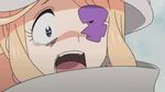  animated animated_gif blonde_hair blood blood_from_mouth blood_on_face blue_eyes closed_eyes earrings eyepatch harime_nui jewelry kill_la_kill open_mouth screencap smile solo spitting spitting_blood spoilers tears teeth 