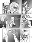  ahoge blush comic detached_sleeves female_admiral_(kantai_collection) greyscale hairband headgear japanese_clothes kantai_collection kongou_(kantai_collection) korean long_hair military military_uniform monochrome multiple_girls naval_uniform pantyhose short_hair smh1069 tears translated trembling uniform 