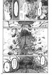  breaking chihiro_(kemonomichi) comic doujinshi eyelashes greyscale highres hood kesa kumoi_ichirin lantern long_hair monochrome multiple_girls scan snow snowflakes snowing stone torn_clothes touhou traditional_media translated 