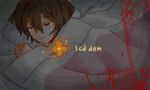  artist_request blanket brown_hair chie_(lcddem) dark flower lcddem short_hair sleeping solo tears 