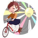  bicycle commentary ground_vehicle higuchi_(trigger) light_bulb smile solo trigger_(company) 