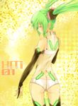  ass bridal_gauntlets character_name closed_eyes green_hair hatsune_miku highres kowiru long_hair solo thighhighs twintails vocaloid 