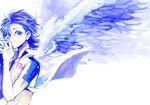  blue_eyes blue_hair hoshiko_(shu-kuri-mu) male_focus manami_sangaku solo sportswear wings yowamushi_pedal 