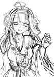  ahoge blush breasts cleavage detached_sleeves greyscale hairband headgear japanese_clothes jewelry kantai_collection kongou_(kantai_collection) large_breasts long_hair looking_at_viewer monochrome open_mouth ring simple_background sketch smile solo tobi_(one) white_background wide_sleeves work_in_progress 