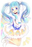  blue_eyes blue_hair blush dress eyebrows eyelashes happinesscharge_precure! happy highres jewelry long_hair looking_at_viewer md5_mismatch open_mouth precure shirayuki_hime smile solo thick_eyebrows white_dress yubiko_(itaike) 
