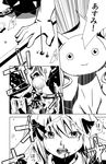  blood comic flail forestss greyscale kanna_asumi kyubey mahou_shoujo_madoka_magica monochrome morning_star sweat translated weapon witch_(madoka_magica) 