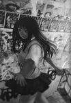  doujinshi greyscale kurusugawa_ayaka monochrome school_uniform shinma_daigo solo to_heart 