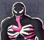 black_body bluddly hi_res humanoid long_tongue male marvel muscular muscular_male solo symbiote teeth tongue venom_(marvel)