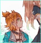  2boys from_side green_eyes midare_toushirou multiple_boys pink_hair touken_ranbu 