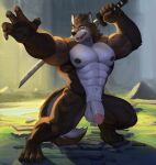 abs absurd_res anthro areola ark_(arkwolf26) balls big_muscles big_penis biped black_areola black_claws black_nipples blue_eyes canid canine canis claws countershading fangs flaccid foreskin fur genitals glans hi_res holding_object holding_sword holding_weapon huge_muscles humanoid_genitalia humanoid_penis kult2k male mammal melee_weapon multicolored_body multicolored_fur muscular muscular_anthro muscular_male navel nipples nude open_mouth open_smile outside pecs penis pink_glans pose retracted_foreskin smile solo standing sword tail teeth thick_penis tuft two_tone_body two_tone_fur two_tone_tail weapon white_penis wolf