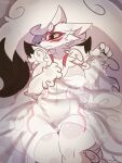 absurd_res anthro big_tail black_sclera breasts female fur hi_res navel nyaswitchnya solo tail thick_thighs tuft white_body white_fur yellow_eyes