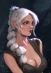  1girl baldur&#039;s_gate baldur&#039;s_gate_3 braid braided_ponytail breasts dungeons_and_dragons elf eva_solo highres long_braid official_alternate_hair_color pointy_ears scar shadowheart_(baldur&#039;s_gate) solo white_hair 