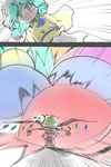  aqua_eyes aqua_hair battle blonde_hair comic doku_corne flandre_scarlet highres komeiji_koishi laevatein multiple_girls panties pantyshot red_eyes silent_comic touhou underwear wings 