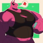 &lt;3 2022 animate_inanimate anthro big_muscles black_clothing black_shirt black_tank_top black_topwear camelid clothing epic_games eye_patch eyewear fortnite fur hi_res huge_pecs living_pinata llama lt._john_llama male mammal muscular muscular_anthro muscular_arms muscular_male navel pinata pink_body pink_fur red_cross shirt solo speech_bubble tank_top tkckid topwear torn_clothing