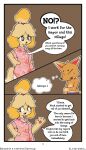4:7 absurd_res animal_crossing anthro canid canine canis clothed clothing comic crazy_redd dialogue domestic_dog duo english_text female fox halftone halftone_background hi_res isabelle_(animal_crossing) male mammal nintendo partially_clothed pattern_background simple_background starabbit text