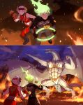  1boy 1girl 1other byleth_(fire_emblem) byleth_(male)_(fire_emblem) dragon edelgard_von_hresvelg fire fire_emblem fire_emblem:_three_houses highres ring_fit_adventure stup-jam 