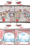  &gt;:( annoyed arguing blonde_hair blue_hair comic cup doku_corne fang flandre_scarlet frown hat highres multiple_girls pout red_eyes remilia_scarlet siblings silent_comic sisters teacup tears touhou v-shaped_eyebrows wings 