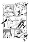  2boys asai_miki battle comic dian_cecht erubo greyscale hair_ornament monochrome multiple_boys original otoko_no_ko side_ponytail skirt translated yohane_bonaventura 