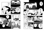  car comic greyscale ground_vehicle jojo_no_kimyou_na_bouken leone_abbacchio monochrome motor_vehicle multiple_boys pannacotta_fugo stand_(jojo) tatsubuchi_(todoiru) translated 