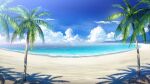  beach blue_sky cloud day film_grain game_cg horizon izumi_tsubasu mountain no_humans non-web_source ocean official_art outdoors palm_tree re:stage! scenery sky tree 