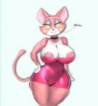 absurd_res aerola_slip aliv141 anthro areola big_breasts breasts curvy_figure domestic_cat felid feline felis female hand_on_hip hi_res hourglass_figure mammal shima_luan simple_background smile solo super_planet_dolan tagme white_background wide_hips