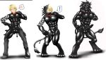 2015 abs alabuster anthro biceps blonde_hair bound encasement erection exclamation_point felid forced forced_transformation genitals hair hi_res human human_to_anthro lion male mammal muscular muscular_anthro muscular_male pantherine pecs penile_spines penis simple_background solo species_transformation struggling transformation tugging white_background