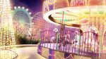  amusement_park carousel dutch_angle ferris_wheel film_grain game_cg izumi_tsubasu night night_sky no_humans non-web_source official_art outdoors re:stage! roller_coaster scenery sky star_(sky) starry_sky string_of_light_bulbs tree 