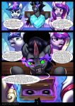 absurd_res bondage_gear comic crystal_empire crystal_heart english_text female feral friendship_is_magic hasbro hi_res jedayskayvoker king_sombra_(mlp) male my_little_pony princess_cadance_(mlp) restraints shining_armor_(mlp) speech_bubble stocks text