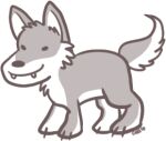 ambiguous_gender canid canine canis claws digitigrade feral goofy_smile low_res mammal paws simple_background smile solo standing teeth the-chu toony wolf