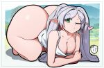 all_fours ass_up bent_over big_breasts big_butt breasts butt cleavage clothed clothing elf female frieren frieren_beyond_journey&#039;s_end green_eyes hair hi_res huge_butt huge_hips huge_thighs humanoid humanoid_pointy_ears hyper hyper_butt hyper_hips hyper_thighs igxxiii long_hair pigtails shirt solo tank_top thick_thighs topwear white_hair wide_hips