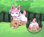 &lt;3 anal anal_penetration animal_genitalia animal_penis balls blush bodily_fluids bow_(feature) burgercat55 canid canine canis cum cum_in_ass cum_inside doggystyle duo eevee eeveelution feral from_behind_position fur generation_1_pokemon generation_6_pokemon genital_fluids genitals looking_back looking_down male male/male mammal masturbation nintendo on_ground on_top open_mouth pawpads paws penetration penis pokemon pokemon_(species) ribbons sex shaded simple_background simple_shading smile spread_legs spreading sylveon tail