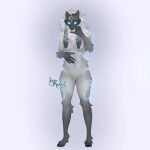 1:1 absurd_res anthro biped blue_body blue_fur breasts female fur hi_res kindred_(lol) kyumoss league_of_legends riot_games solo white_body white_fur