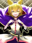  belt black_belt blonde_hair bracelet cape earmuffs jewelry owl_ears purple_cape touhou toyosatomimi_no_miko yellow_eyes yudofu33 