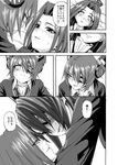  blush comic eyepatch gloves greyscale headgear kantai_collection minarai_zouhyou monochrome multiple_girls school_uniform short_hair smile sweatdrop tatsuta_(kantai_collection) tenryuu_(kantai_collection) translated yuri 